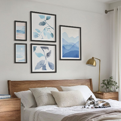 Billedsæt over sofa Naturblå minimalistisk