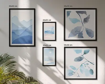 Billedsæt til sofa naturblåt minimalistisk design