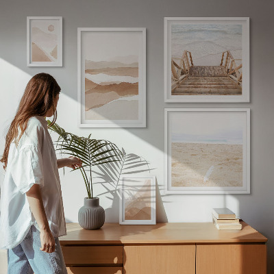 Billedkomposition til væg Minimalistiske strande og bjerge