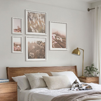 Billedsæt over sofa Blomstermotiver af delikat natur