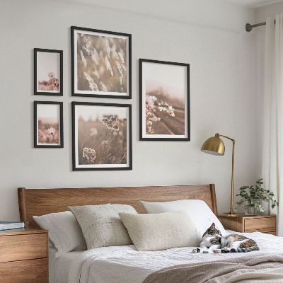 Billedsæt over sofa Blomstermotiver af delikat natur