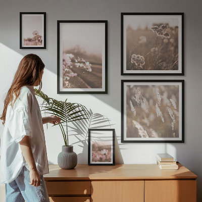 Billedsæt over sofa Blomstermotiver af delikat natur