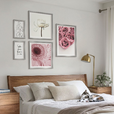 Billedsæt over sofa Blomsterinspirationer i boho-stil
