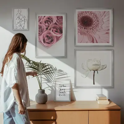 Billedsæt til sofa blomsterinspiration i boho-stil
