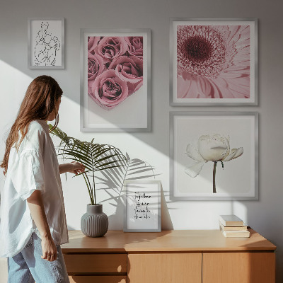 Billedsæt over sofa Blomsterinspirationer i boho-stil