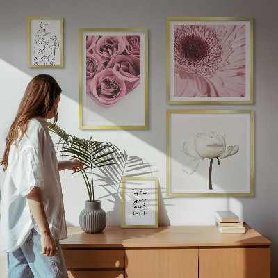 Billedsæt over sofa Blomsterinspirationer i boho-stil