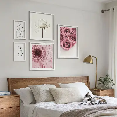 Billedsæt til sofa blomsterinspiration i boho-stil