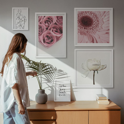 Billedsæt over sofa Blomsterinspirationer i boho-stil