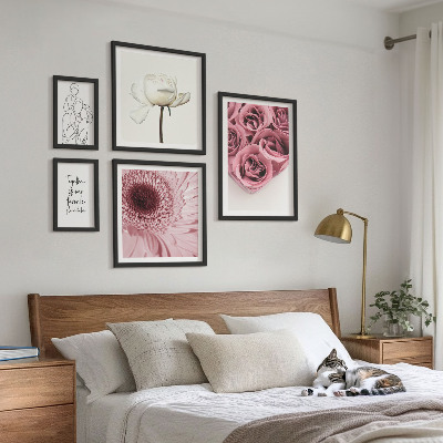 Billedsæt over sofa Blomsterinspirationer i boho-stil