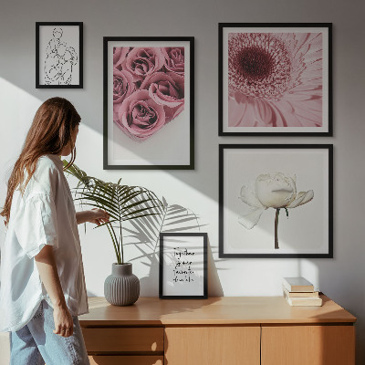 Billedsæt over sofa Blomsterinspirationer i boho-stil