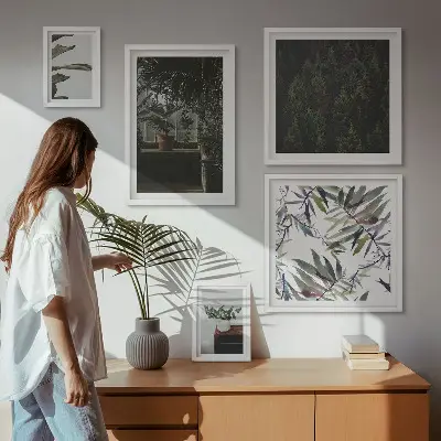 Billedkomposition til væg med grønne oase plantemotiver