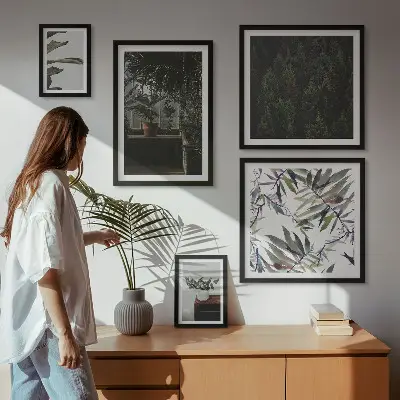 Billedkomposition til væg med grønne oase plantemotiver