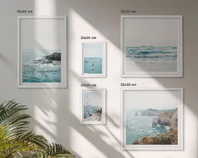 Billedkomposition til væg rolig havudsigt med strande og klipper