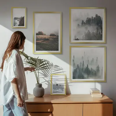 Billedsæt over sofa med naturlig udsigt over bjerge og hav