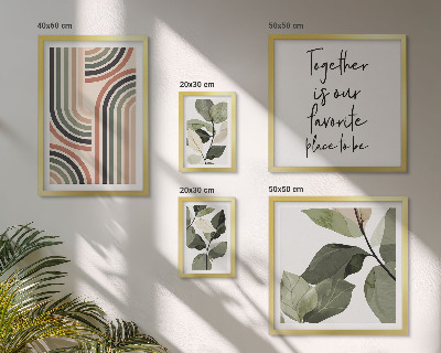 Billedsæt over sofa Stilfuld geometri med blomsterprint