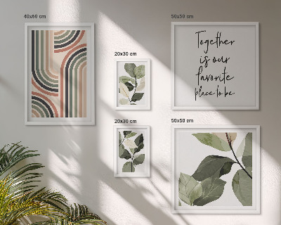 Billedsæt over sofa Stilfuld geometri med blomsterprint