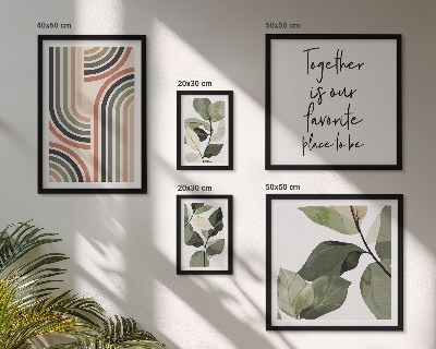 Billedsæt over sofa Stilfuld geometri med blomsterprint