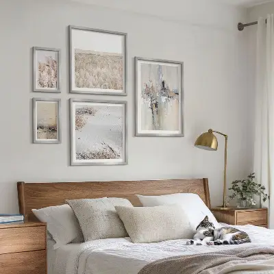 Billedsæt til væg over sofa stilfuld dekoration i naturlig minimalisme