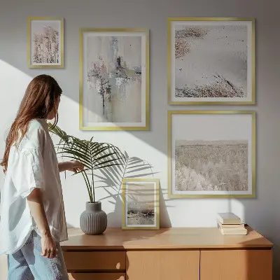 Billedsæt til væg over sofa stilfuld dekoration i naturlig minimalisme