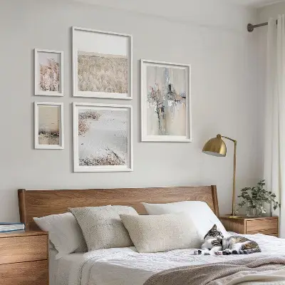 Billedsæt til væg over sofa stilfuld dekoration i naturlig minimalisme