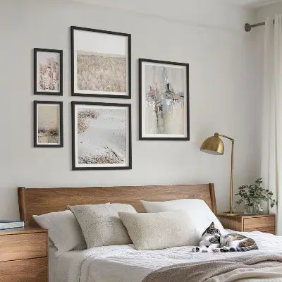 Billedsæt til væg over sofa stilfuld dekoration i naturlig minimalisme