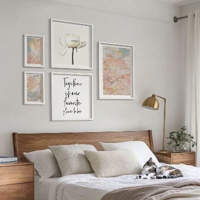 Billedkomposition til væg Abstrakte blomster med slogans