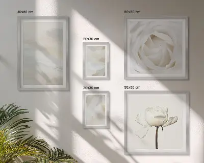 Billedsæt over sofa med blomsterinspirationer i hvid