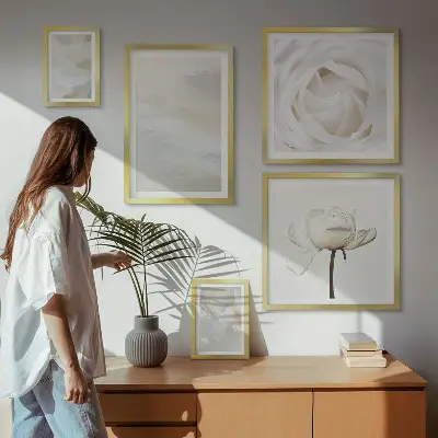 Billedsæt over sofa med blomsterinspirationer i hvid