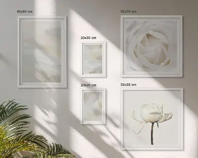 Billedsæt over sofa med blomsterinspirationer i hvid