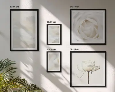 Billedsæt over sofa med blomsterinspirationer i hvid