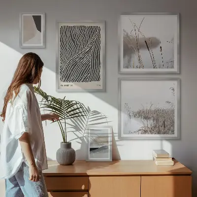 Minimalistisk naturkunst billedkomposition til væg