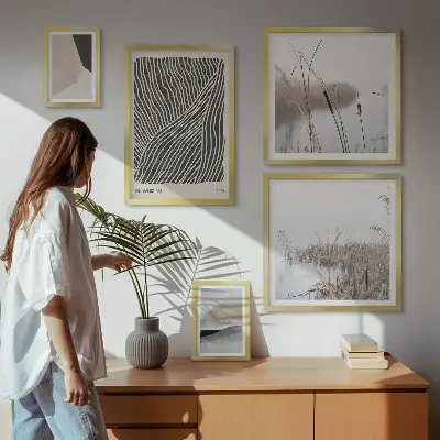 Minimalistisk naturkunst billedkomposition til væg
