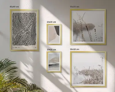 Minimalistisk naturkunst billedkomposition til væg
