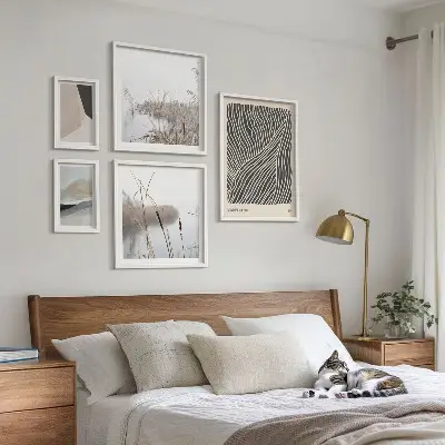 Minimalistisk naturkunst billedkomposition til væg