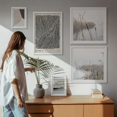 Minimalistisk naturkunst billedkomposition til væg