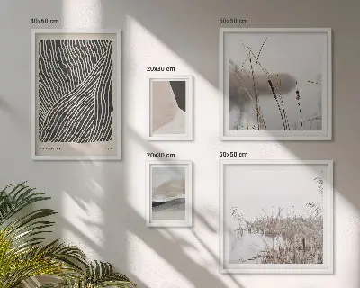 Minimalistisk naturkunst billedkomposition til væg
