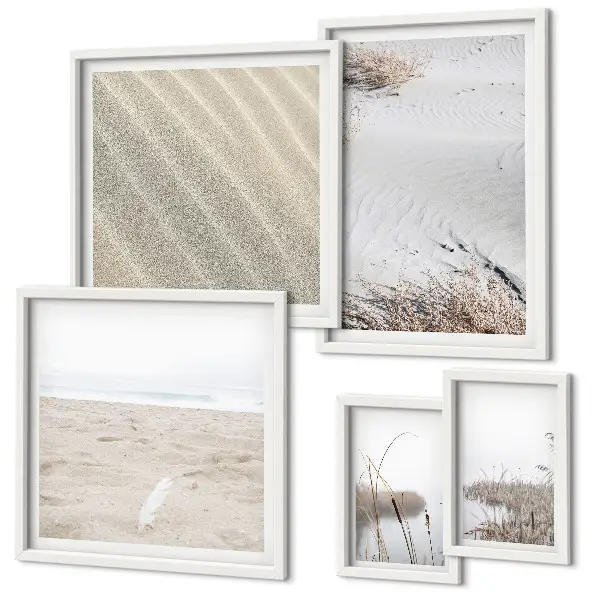 Billedkomposition til væg med minimalistiske strandmotiver