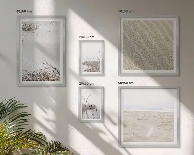 Billedkomposition til væg med minimalistiske strandmotiver