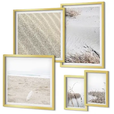 Billedkomposition til væg med minimalistiske strandmotiver
