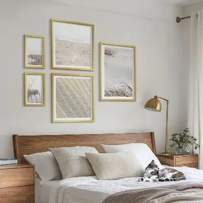 Billedkomposition til væg med minimalistiske strandmotiver