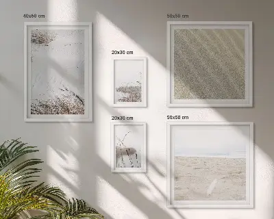Billedkomposition til væg med minimalistiske strandmotiver