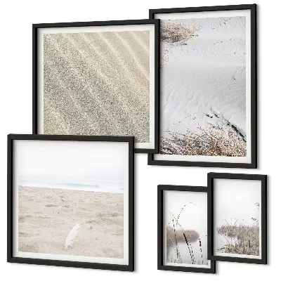 Billedkomposition til væg med minimalistiske strandmotiver