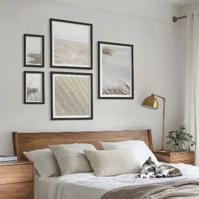 Billedkomposition til væg med minimalistiske strandmotiver