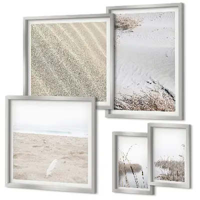 Billedkomposition til væg med minimalistiske strandmotiver