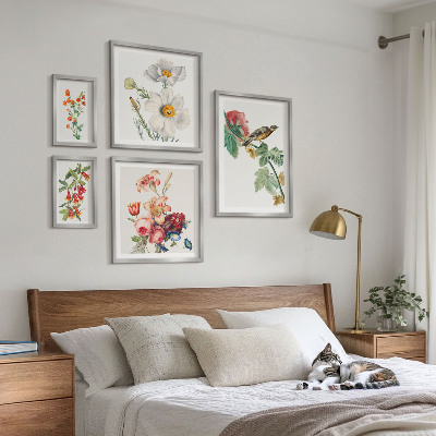 Billedkomposition til væg Blomsterfugle vintage dekorationer