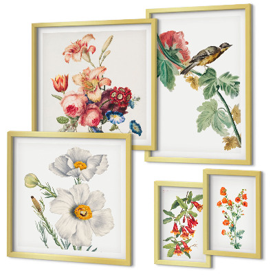 Billedkomposition til væg Blomsterfugle vintage dekorationer