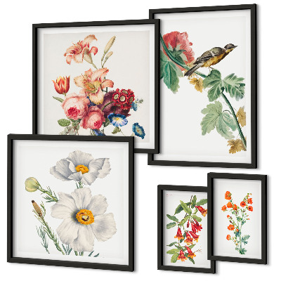 Billedkomposition til væg Blomsterfugle vintage dekorationer