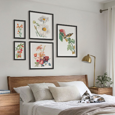 Billedkomposition til væg Blomsterfugle vintage dekorationer