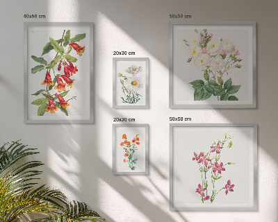 Billedkomposition til væg Blomstermotiver i botanisk stil