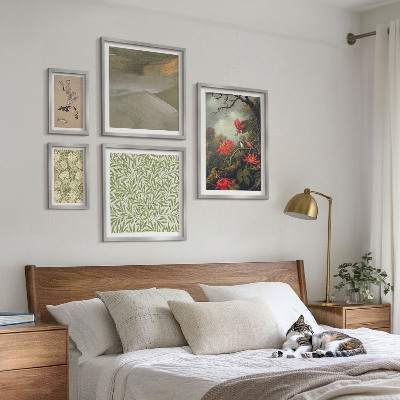 Billedkomposition til væg Blomster fugle naturlige motiver